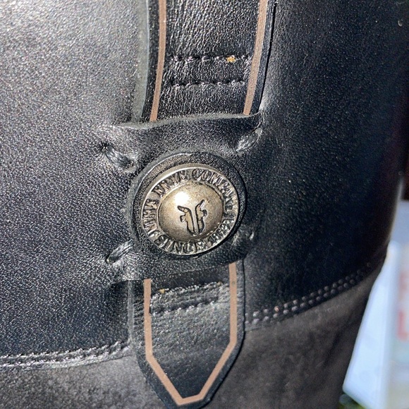FRYE JAYDEN BUTTON TALL BLACK LEATHER/SUEDE SIZE 6.5 - Picture 9 of 12